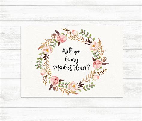 Printable Will You Be My Maid Of Honor